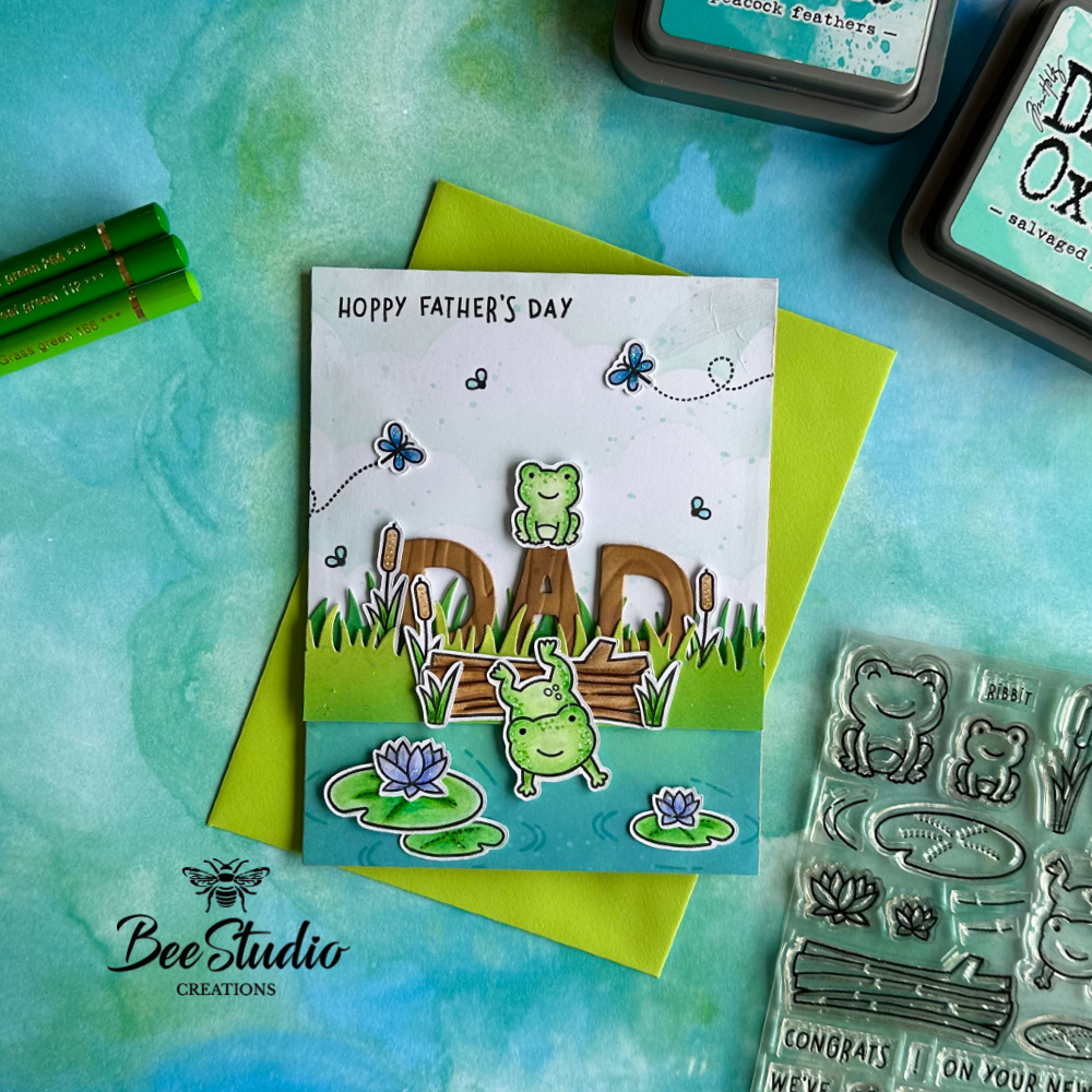 Hoppy Father's Day card. Handmade card.