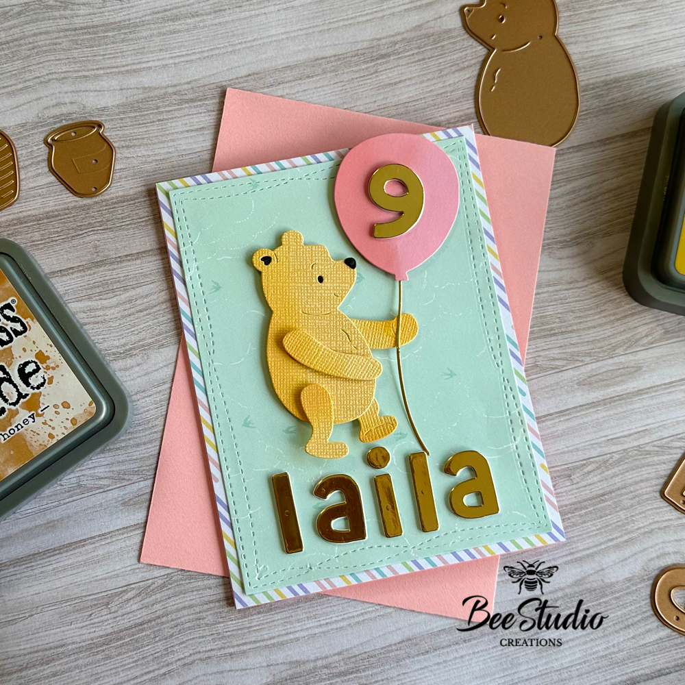 Winnie the Pooh personalised birthday card. 