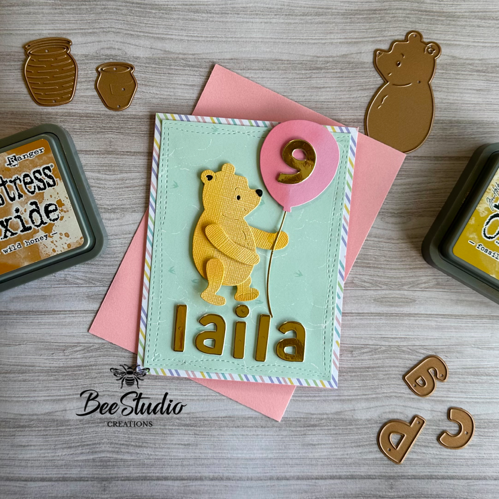 Personalised Winnie the Pooh birthday card. 